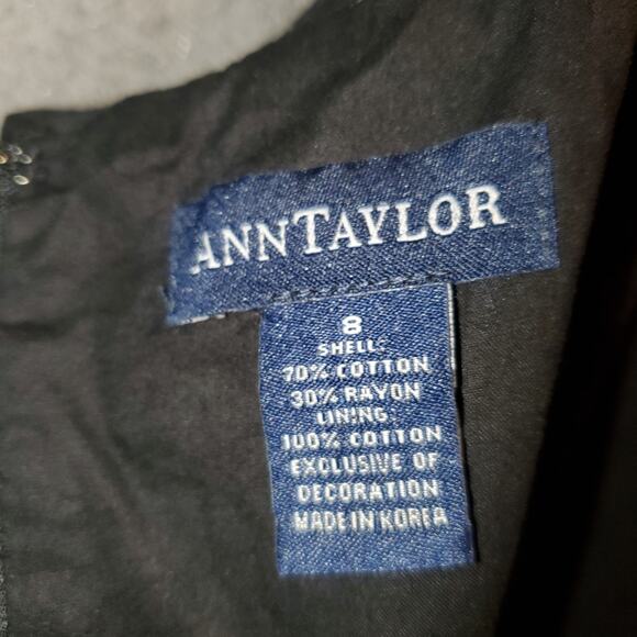 Ann Taylor Black Eyelet Dress Size 8 Vintage Bow Detail Sleeveless Lined - Picture 4 of 10